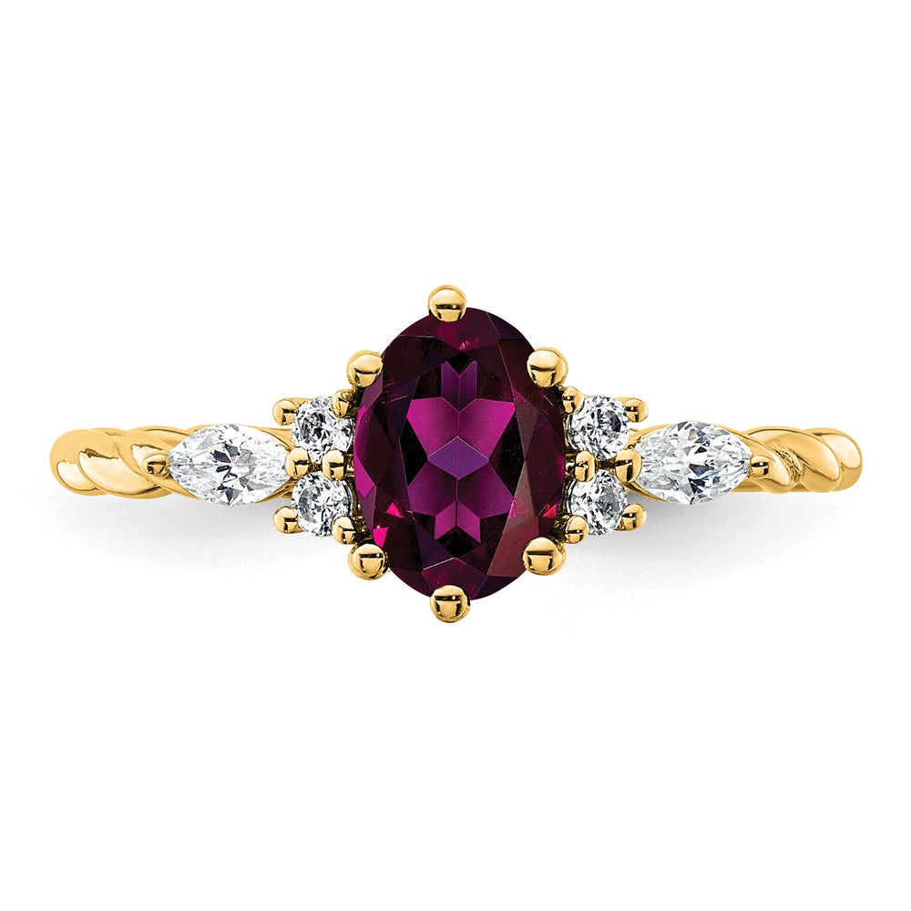 Oval Rhodolite Garnet Diamond Cluster Ring Birthstone Karat Designs