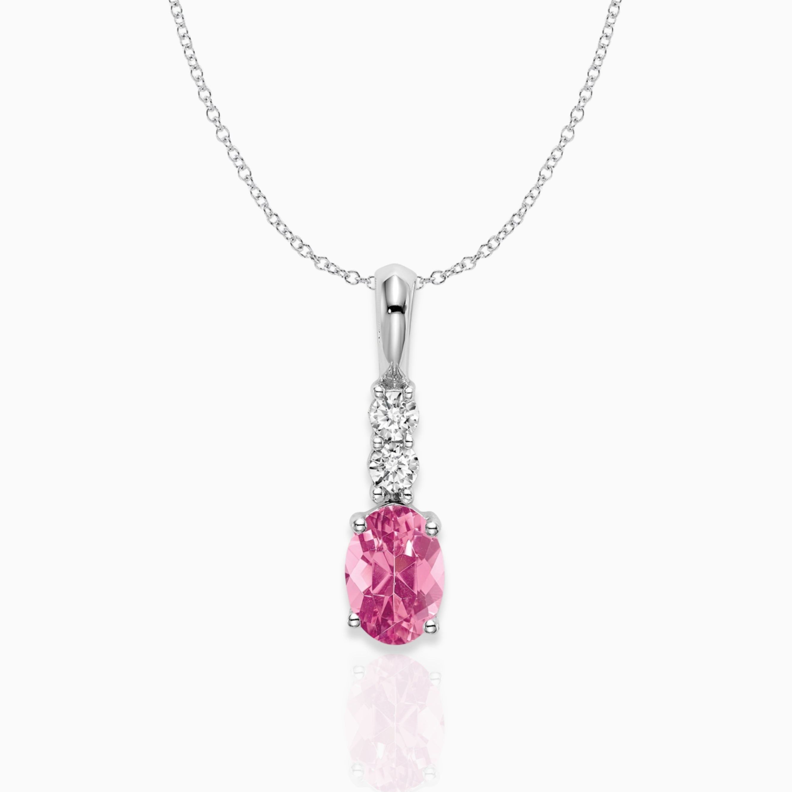 Oval Pink Tourmaline Drop Pendant Birthstone Karat Designs