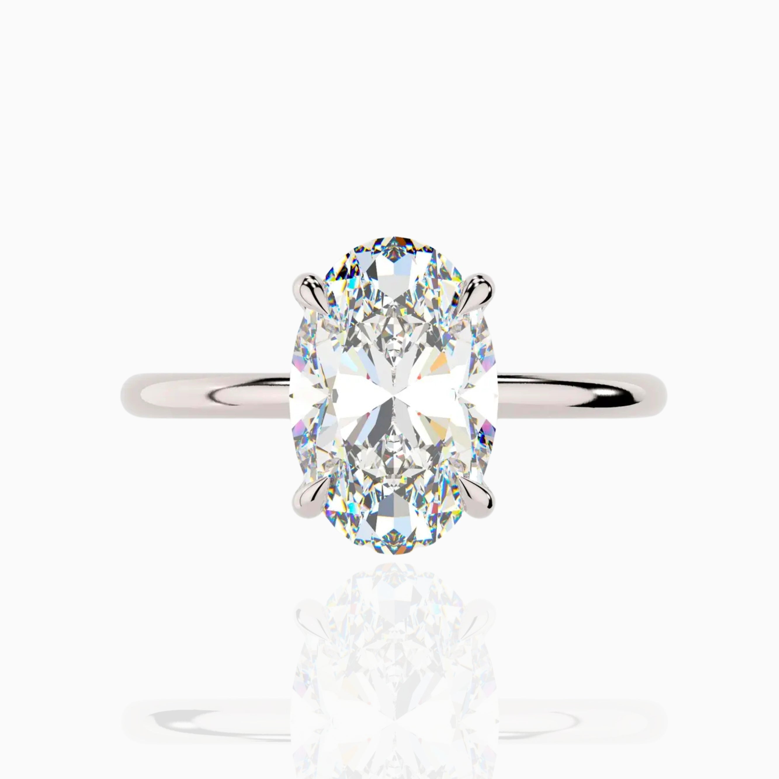 Oval Moissanite Sterling Silver Solitaire Engagement Ring 3.50ct.tw 18K White Gold Plated 3.5ct | 8x11mm 6 Moissanite
