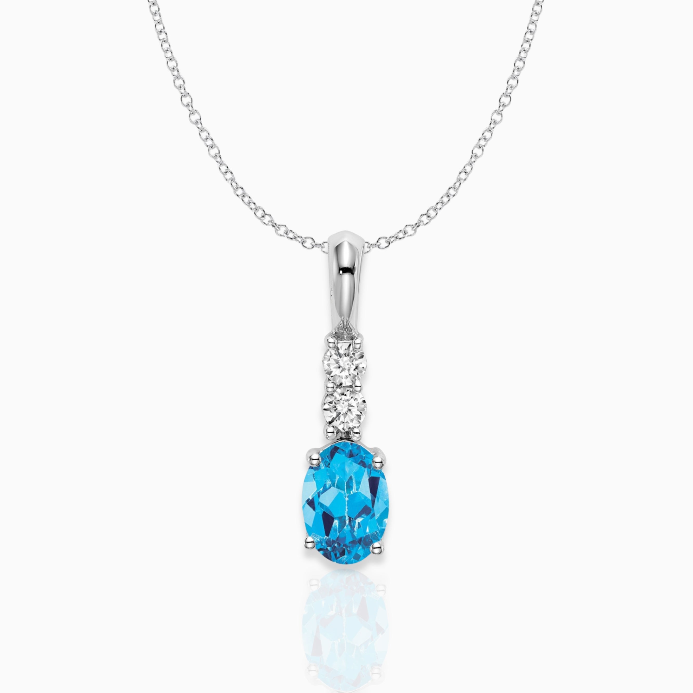 Oval Sky Blue Topaz Drop Pendant Birthstone Karat Designs