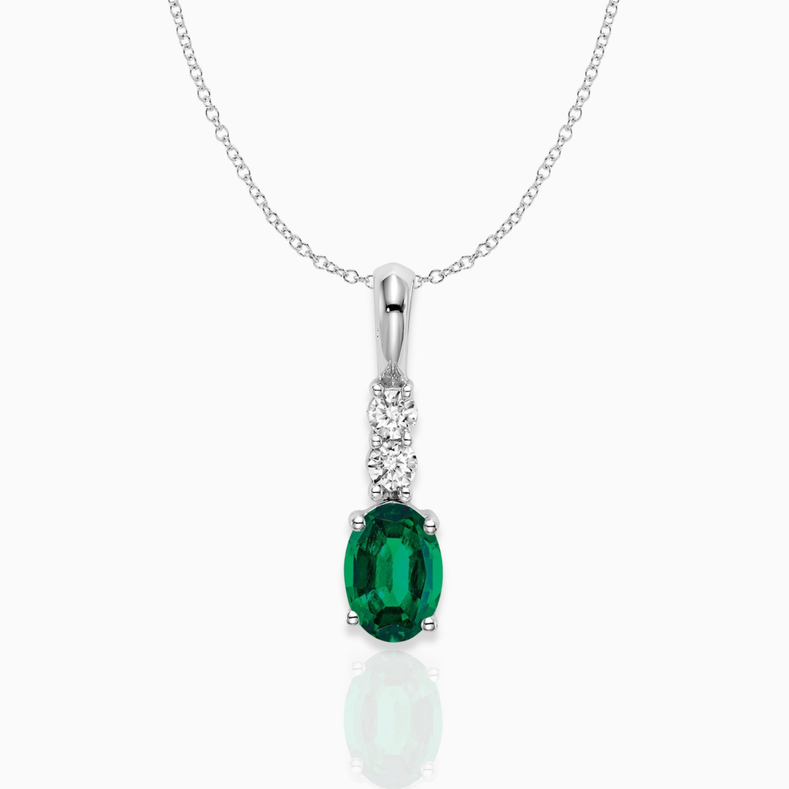 Oval Lab-Created Emerald Drop Pendant Birthstone Karat Designs