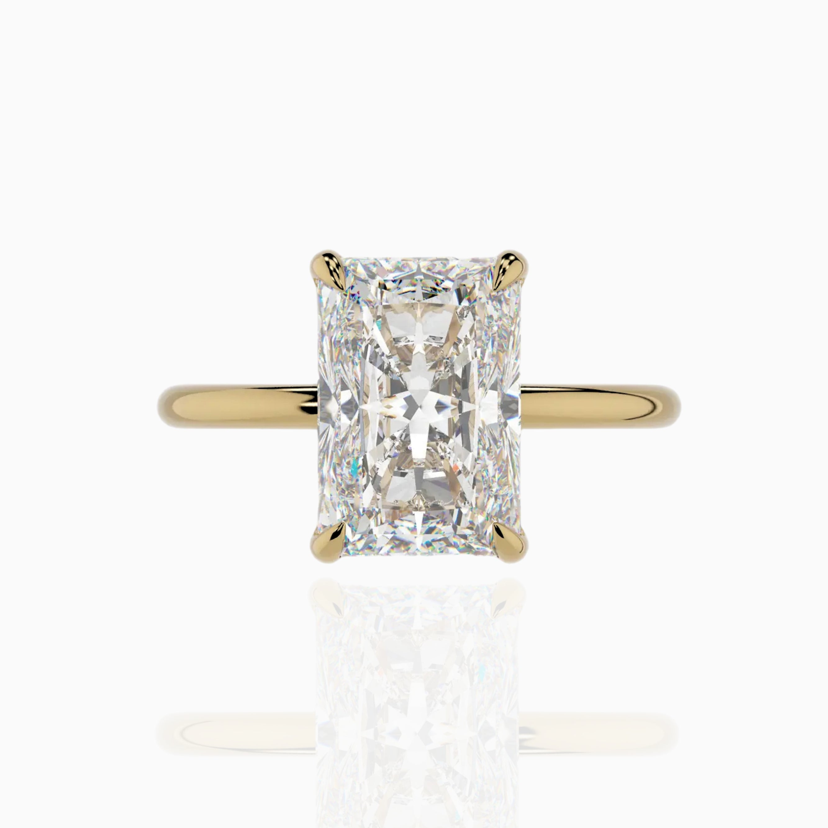 Radiant Cut Moissanite Solitaire Engagement Ring 3.50ct.tw 18K Yellow Gold Plated 3.50ct | 7x10mm 7 Moissanite