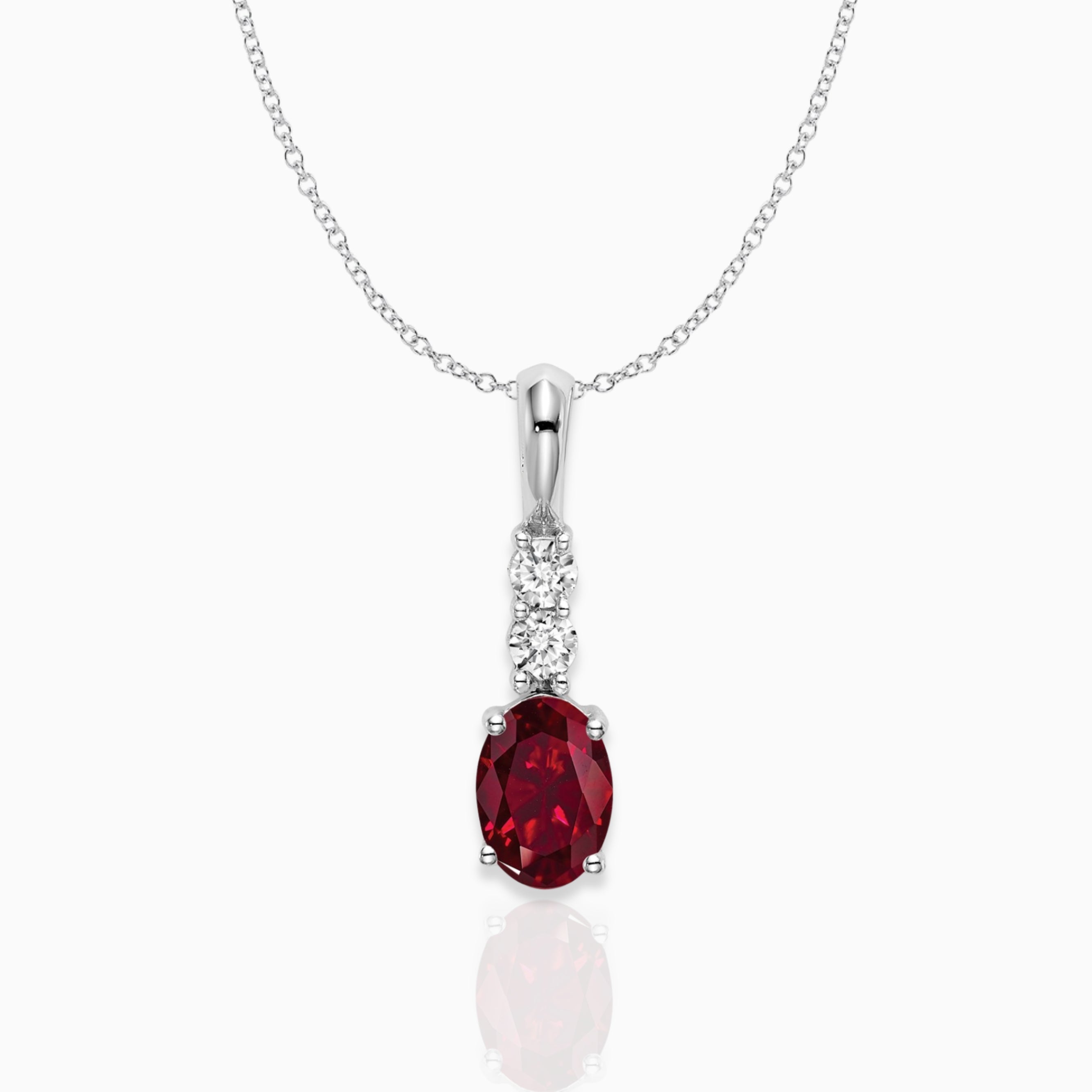 Oval Lab-Created Ruby Drop Pendant Birthstone Karat Designs
