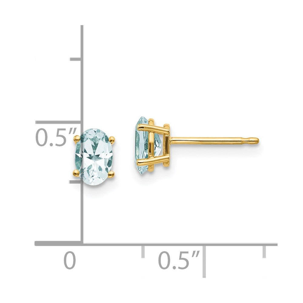 14K Gold Aquamarine Stud Earrings Birthstone Karat Designs