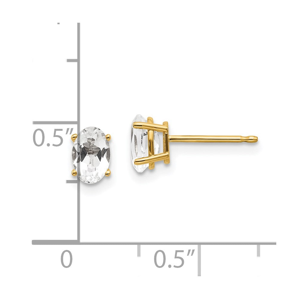 14K Gold White Topaz Stud Earrings Birthstone Karat Designs