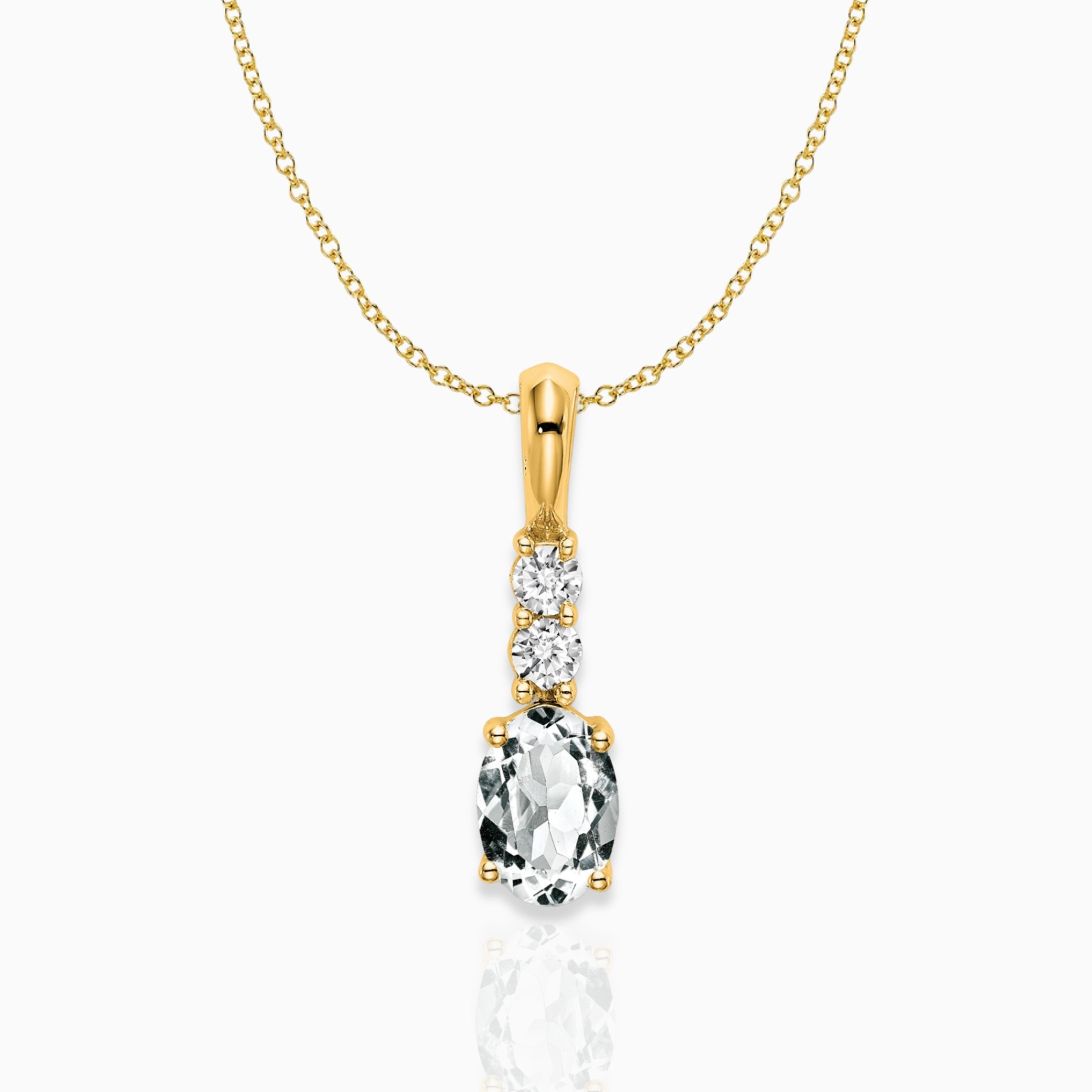 Oval White Topaz Drop Pendant Birthstone Karat Designs