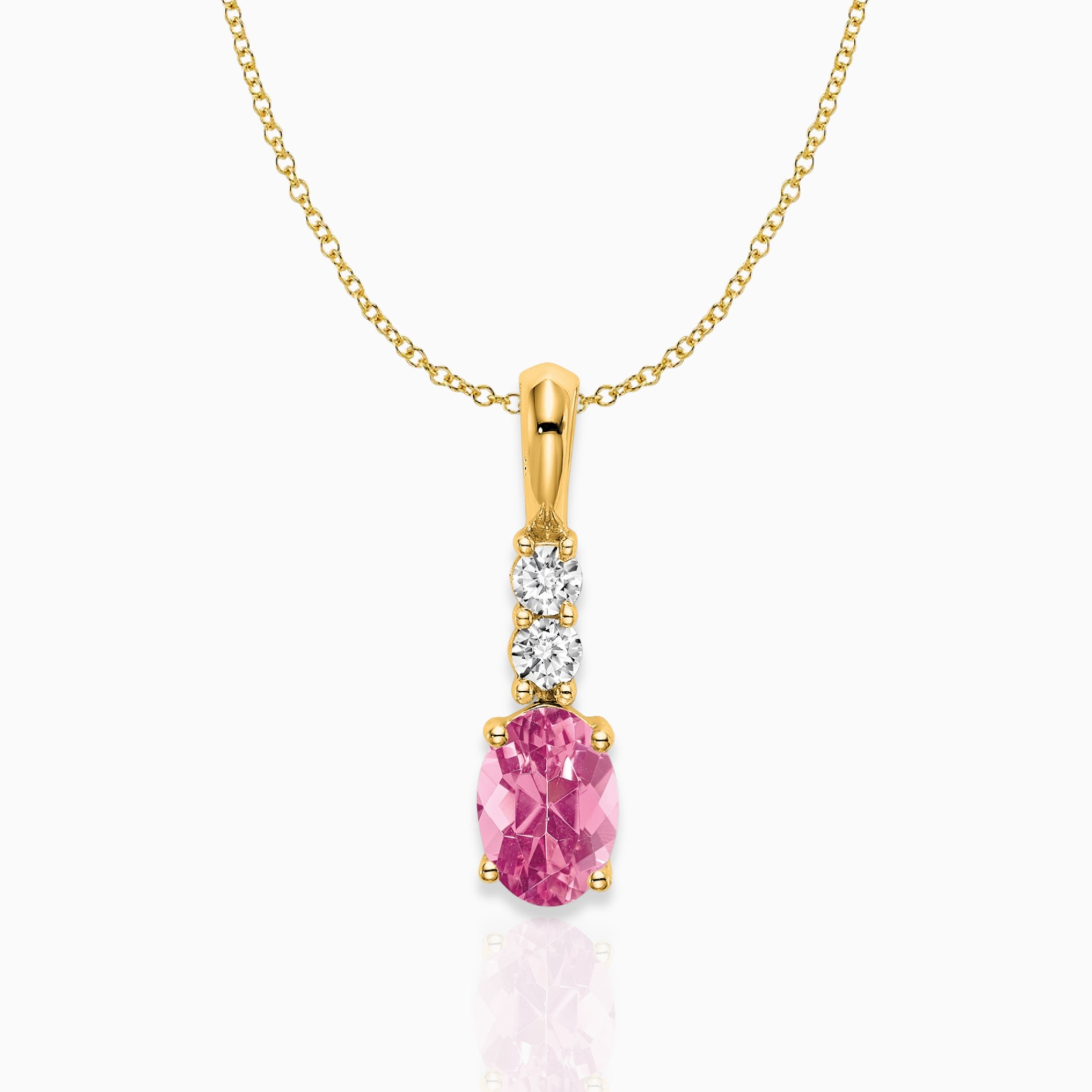Oval Pink Tourmaline Drop Pendant Birthstone Karat Designs