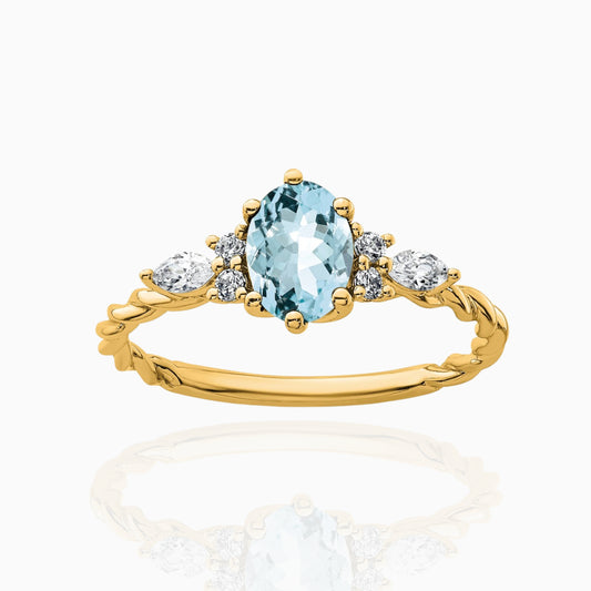 Oval Aquamarine Diamond Cluster Ring