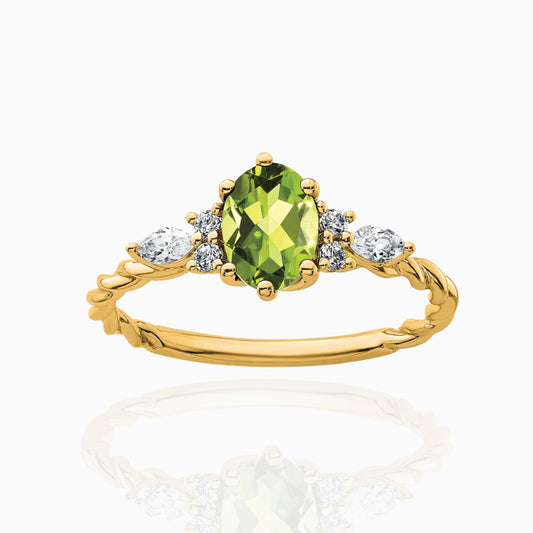 Oval Peridot Diamond Cluster Ring