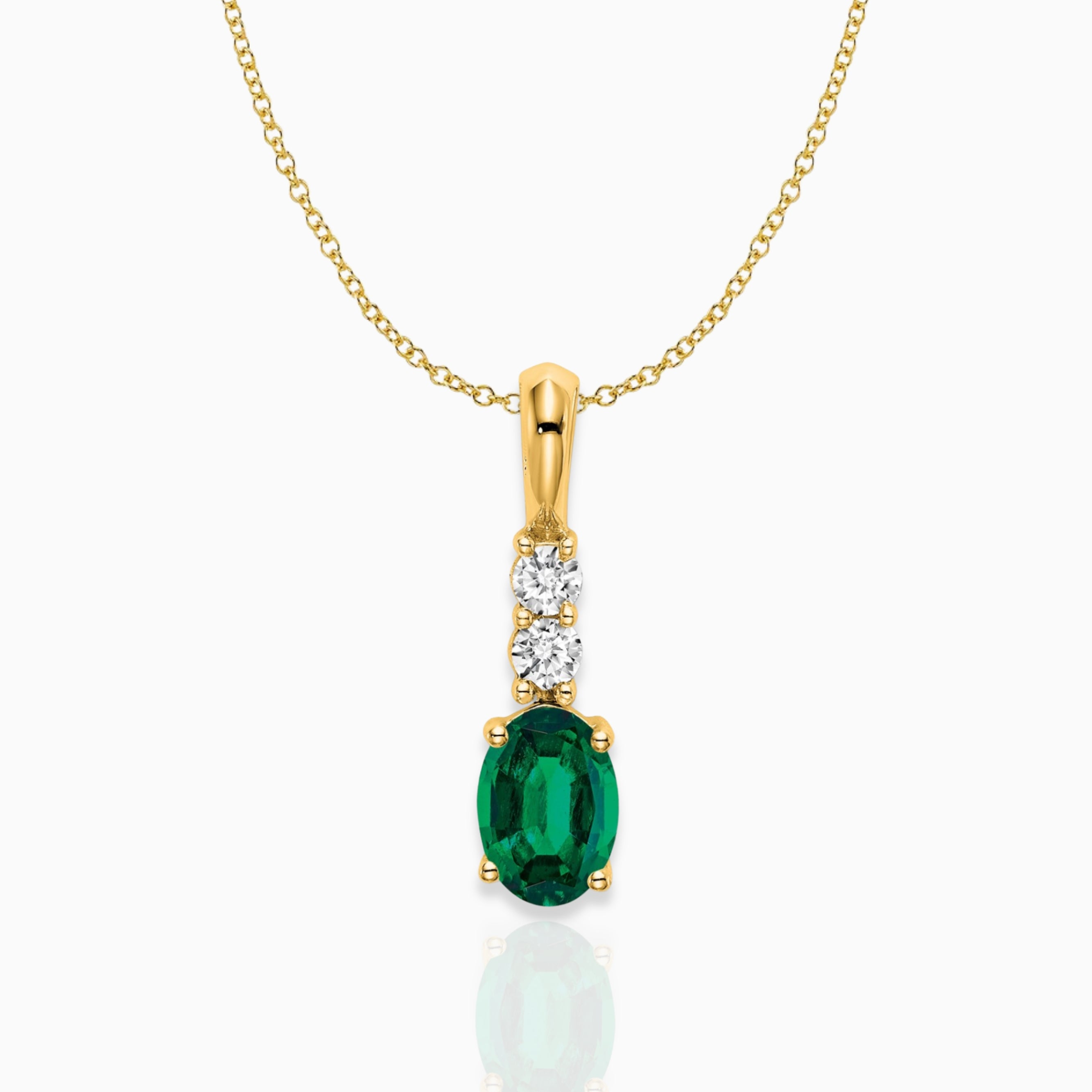 Oval Lab-Created Emerald Drop Pendant Birthstone Karat Designs