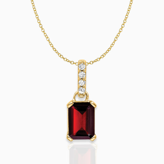 Emerald-Cut Garnet & Diamond Solitaire Pendant 14k Yellow Gold Birthstone Karat Designs