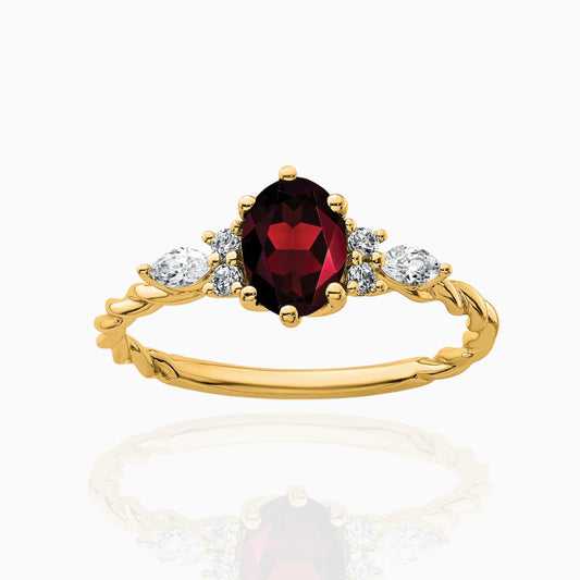 Oval Garnet Diamond Cluster Ring