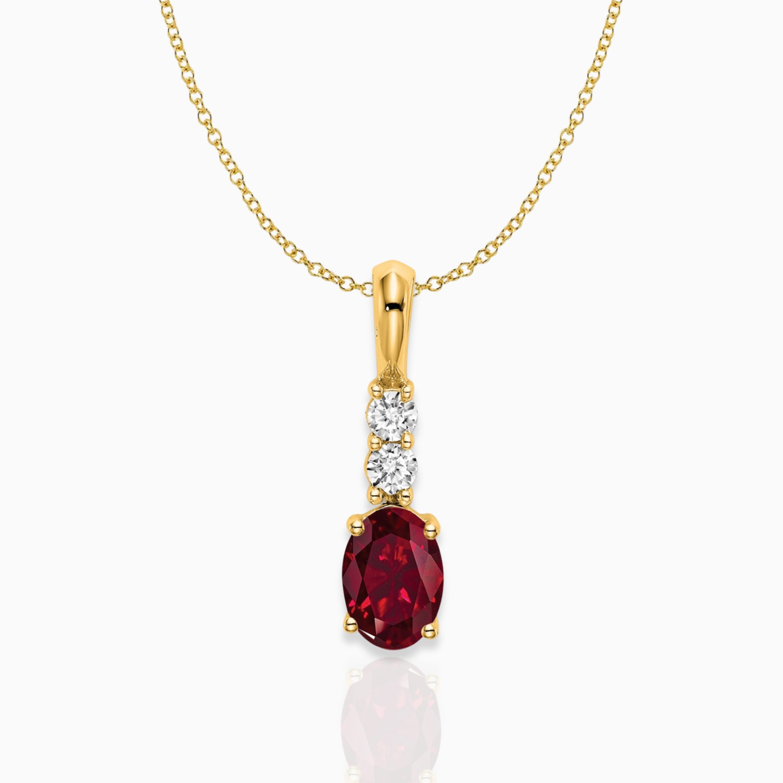 Oval Lab-Created Ruby Drop Pendant Birthstone Karat Designs