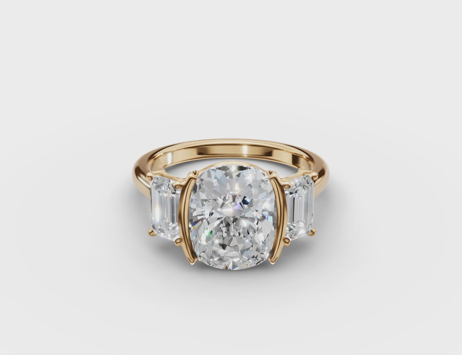 Three Stone Bezel Ring 
