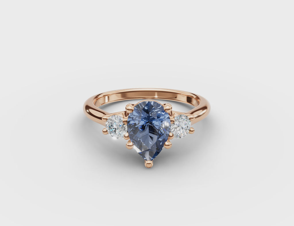 Three Stone Sapphire Ring #14k-rose-gold