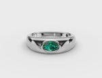Bezel-Set Oval Emerald Ring 