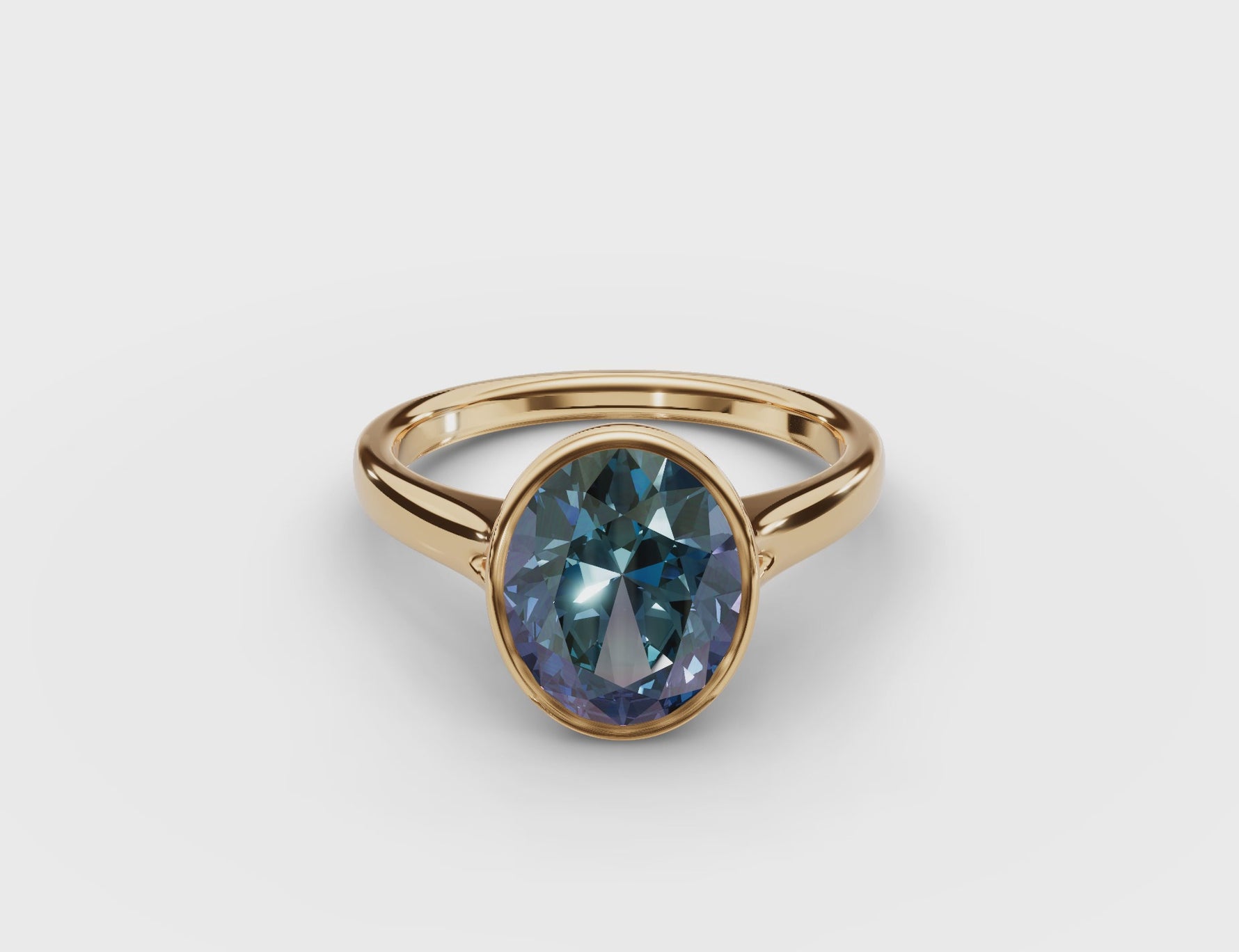 Bezel-Set Oval Alexandrite Ring 