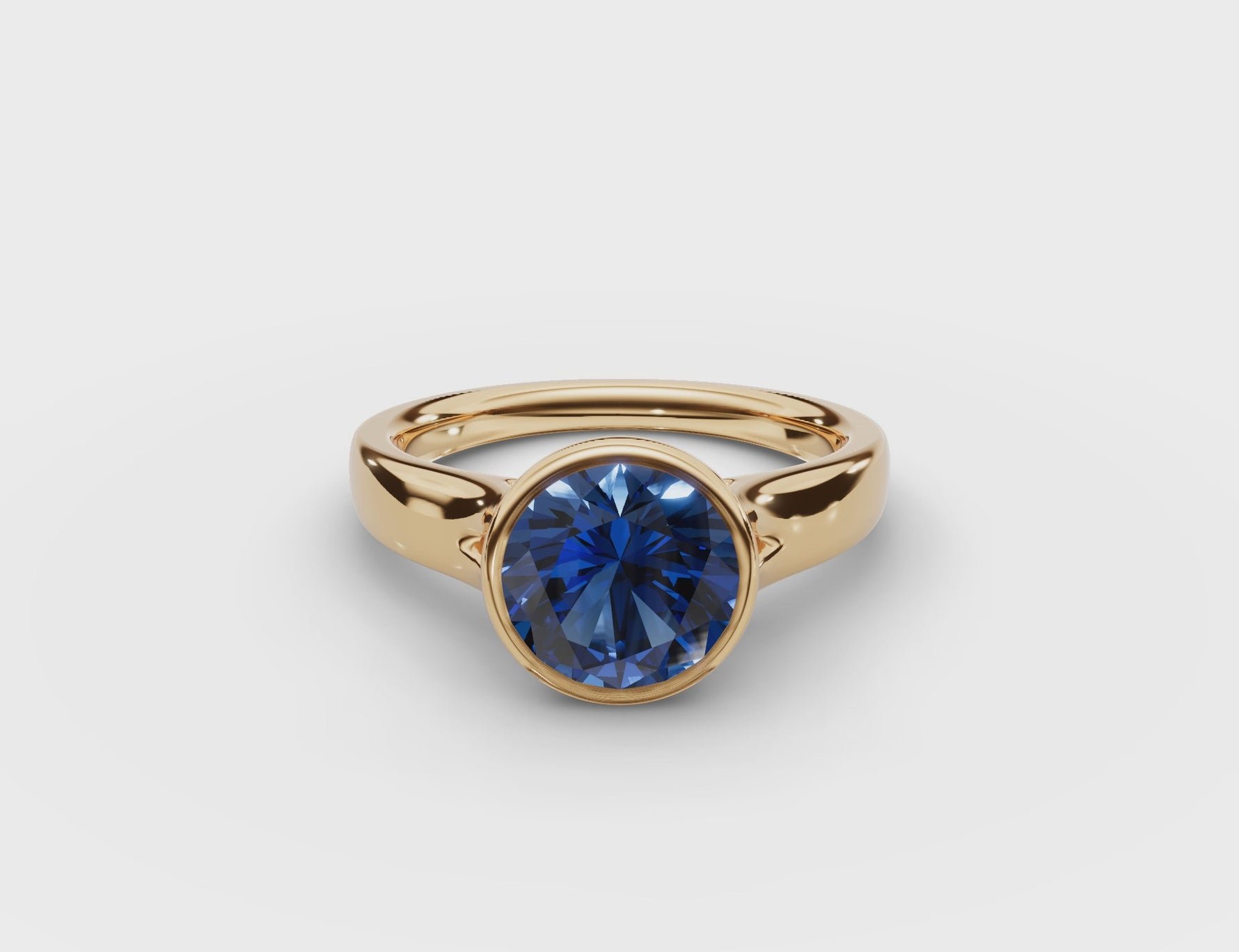 Bezel-Set Round Sapphire Ring 