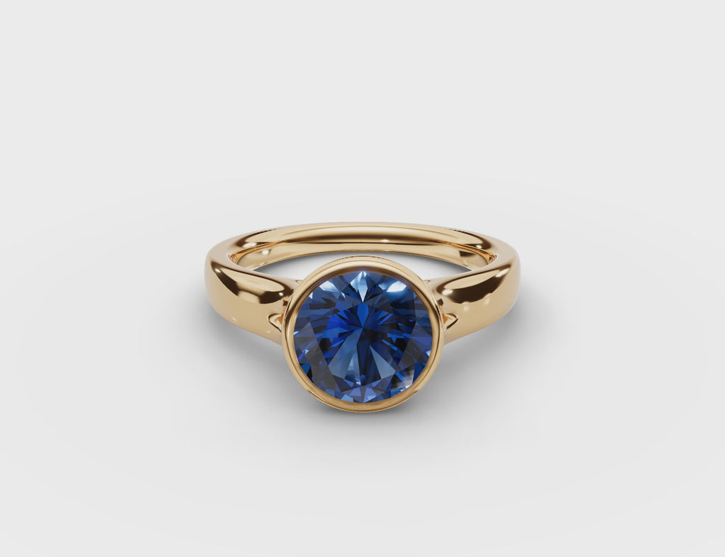 Bezel-Set Round Sapphire Ring #18k-yellow-gold