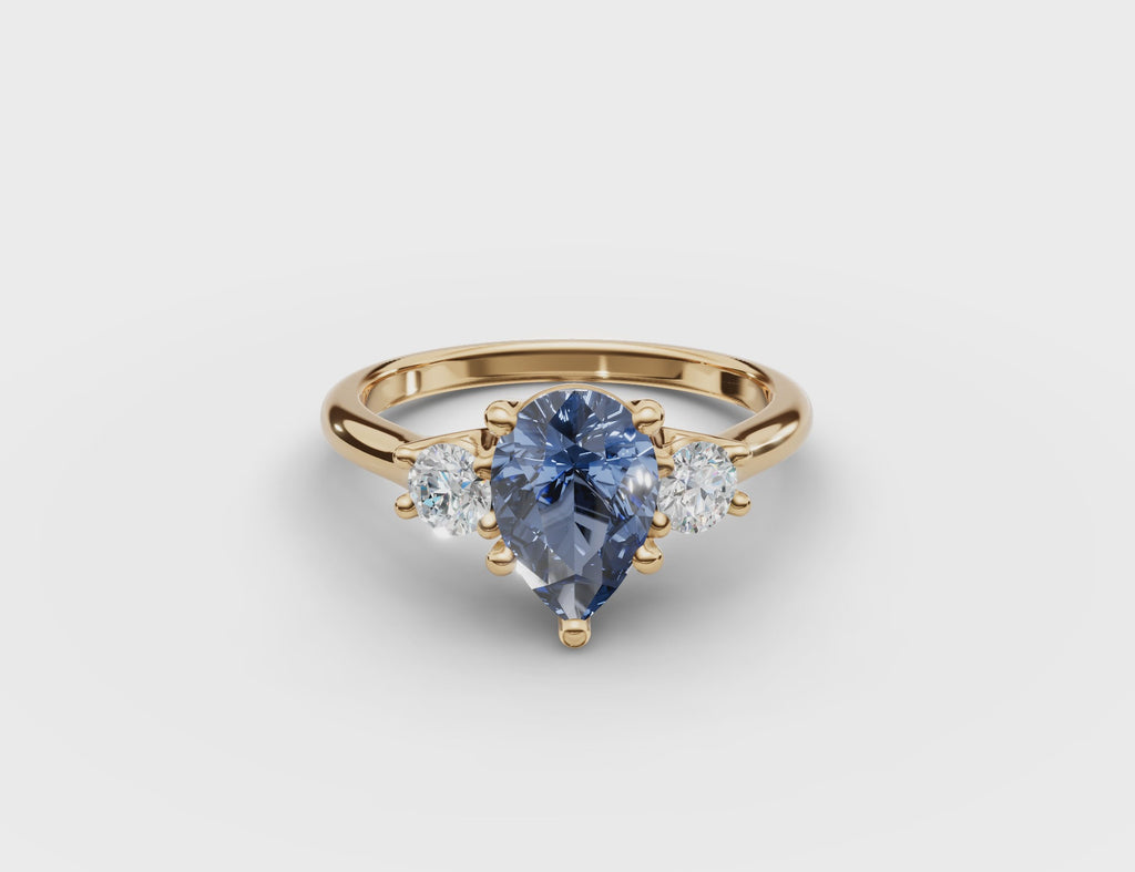 Three Stone Sapphire Ring #18k-yellow-gold