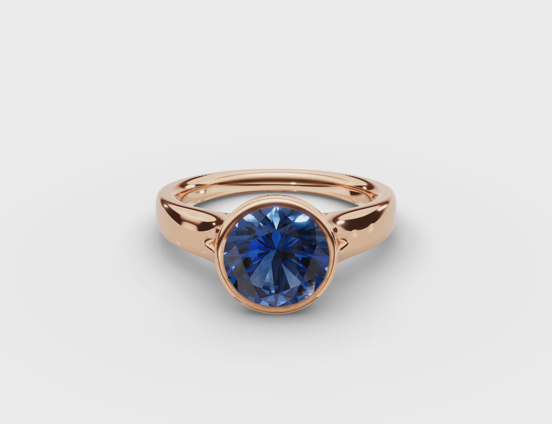 Bezel-Set Round Sapphire Ring 