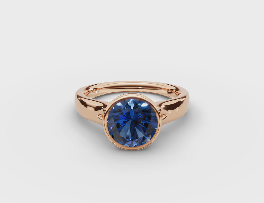 Bezel-Set Round Sapphire Ring #14k-rose-gold