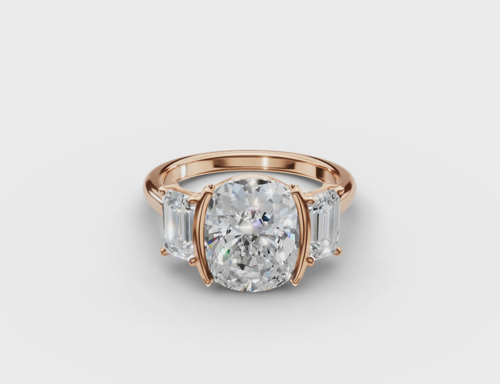 Three Stone Bezel Ring #14k-rose-gold