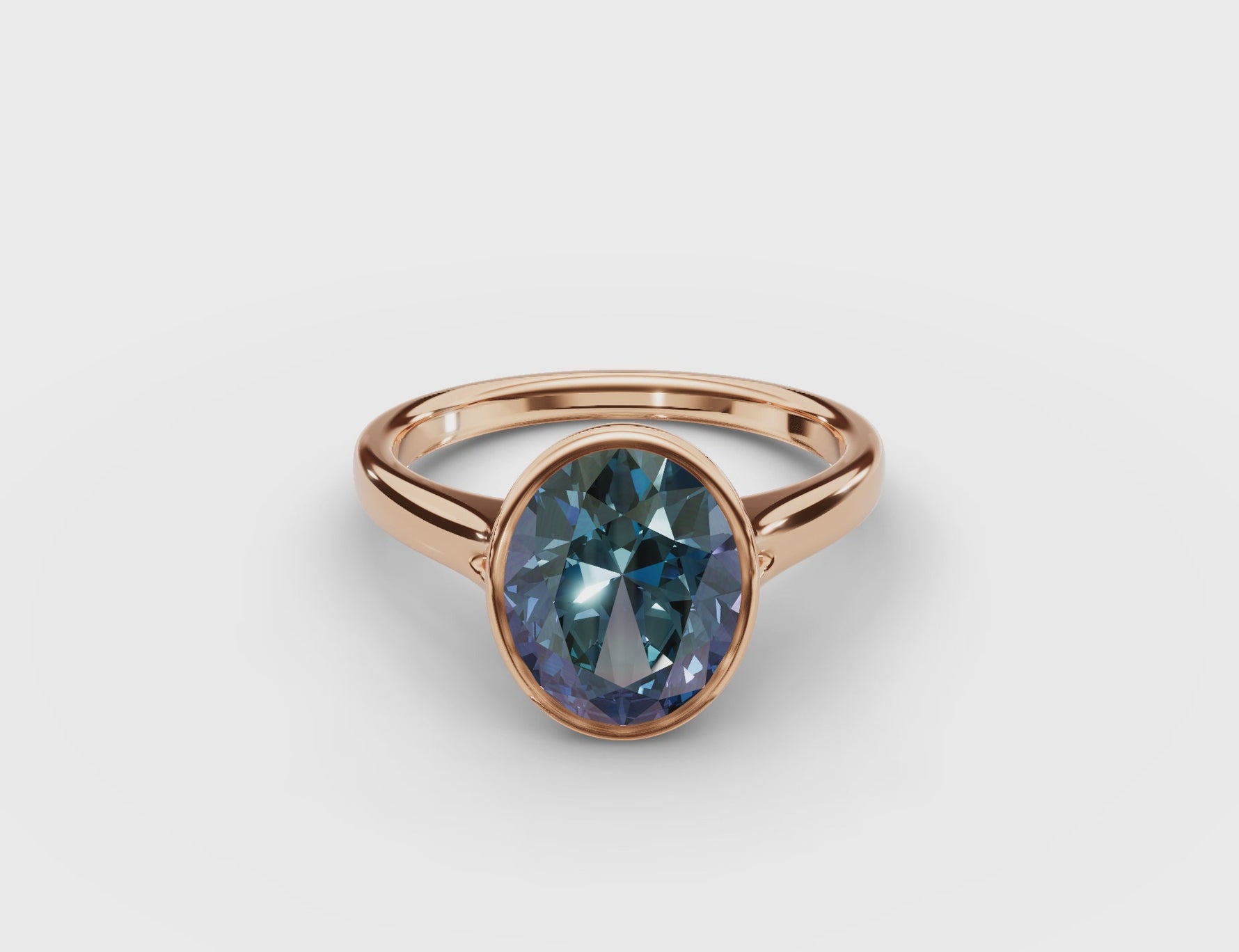 Bezel-Set Oval Alexandrite Ring 