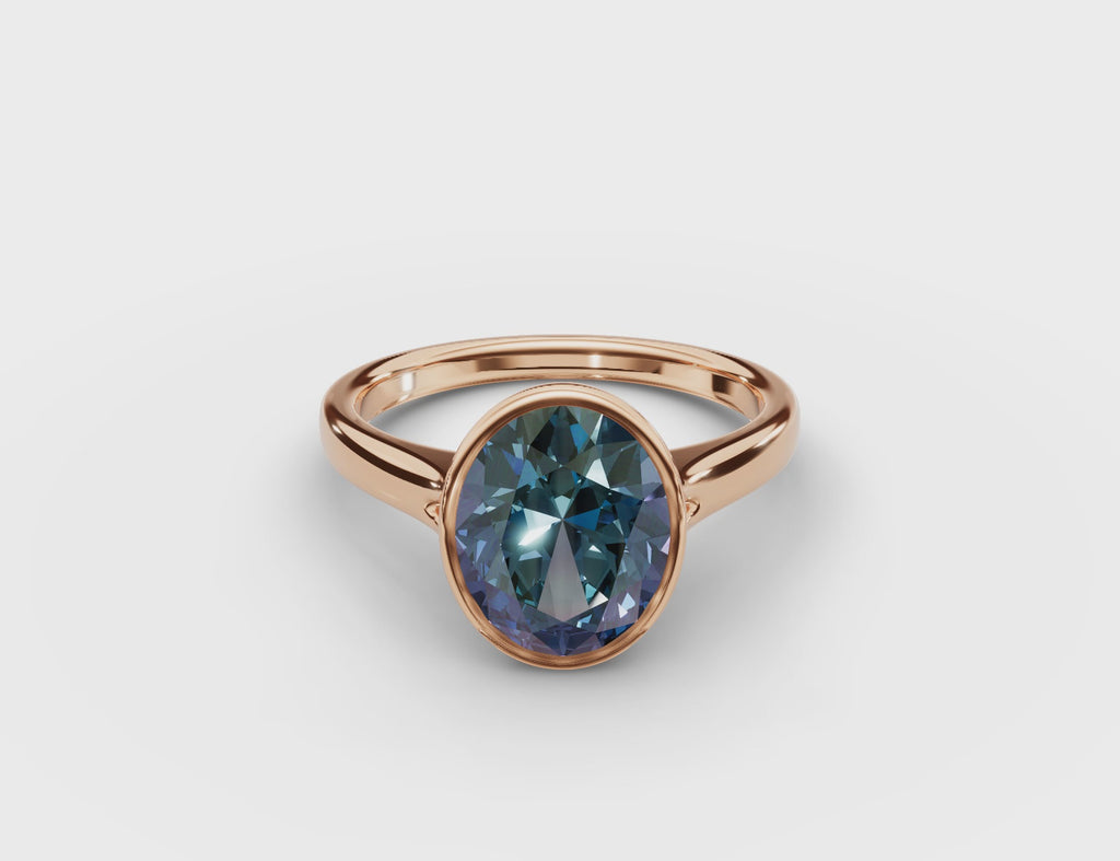 Bezel-Set Oval Alexandrite Ring #14k-rose-gold