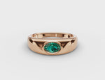 Bezel-Set Oval Emerald Ring 