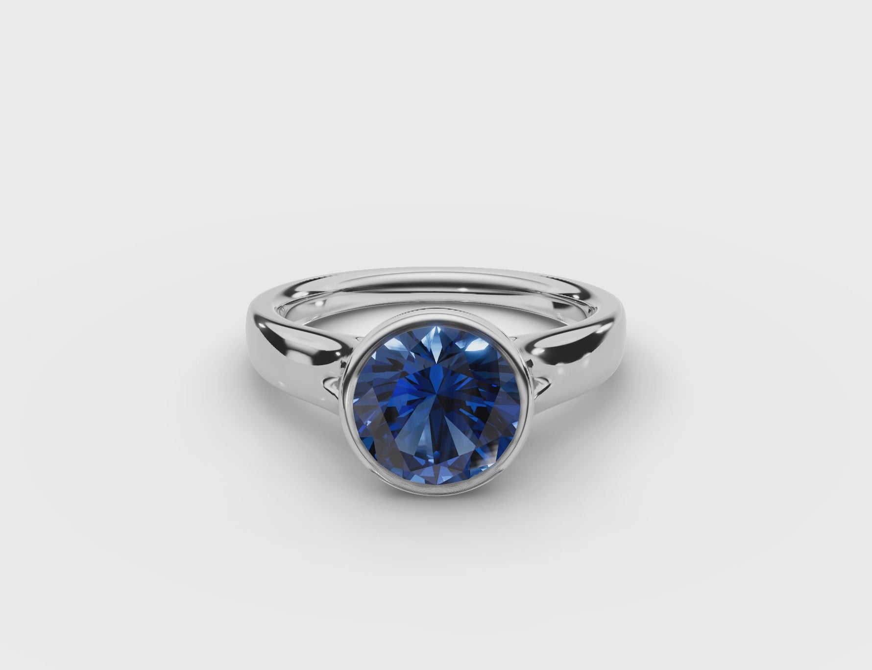 Bezel-Set Round Sapphire Ring 